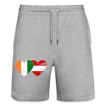 Cœur du drapeau de la Côte d’Ivoire - Short de jogging bio TRAINER Stanley/Stella unisexe - gris chiné - Devant - Nik (191cm) & Marisol (170cm)