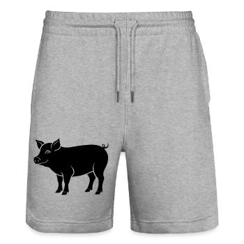cochon - Short de jogging bio TRAINER Stanley/Stella unisexe - gris chiné - Devant - Nik (191cm) & Marisol (170cm)