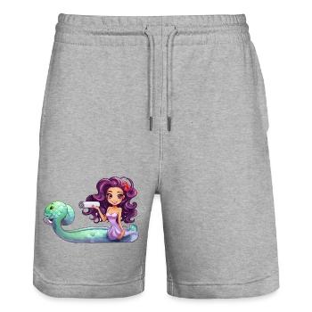 Sorcière sous-marine avec un rôle - Short de jogging bio TRAINER Stanley/Stella unisexe - gris chiné - Devant - Nik (191cm) & Marisol (170cm)