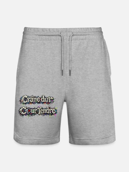 CyberFusion - Hard Skull Tender Heart - Stanley/Stella Trainer Unisex Organic Jogging Shorts - heather grey
