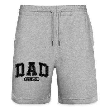 Future Dad 2026 Minimal Style - Stanley/Stella Trainer Unisex Organic Jogging Shorts - heather grey - Front - Nik (191cm) & Marisol (170cm)