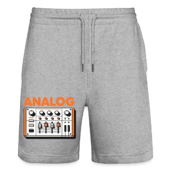 Mixer audio analogique Rétro Soundboard Graphic - Short de jogging bio TRAINER Stanley/Stella unisexe - gris chiné - Devant - Nik (191cm) & Marisol (170cm)