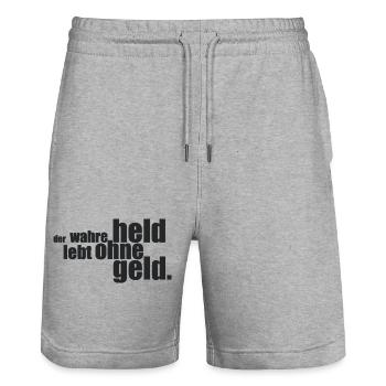 Der wahre Held... - Stanley/Stella Unisex Bio Joggingshorts Trainer  - Grau meliert - Vorne - Nik (191cm) & Marisol (170cm)