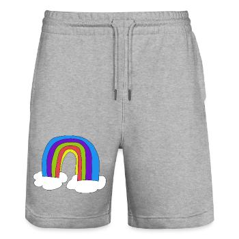 Enfants Arc-en-ciel Enfants Nuages - Short de jogging bio TRAINER Stanley/Stella unisexe - gris chiné - Devant - Nik (191cm) & Marisol (170cm)