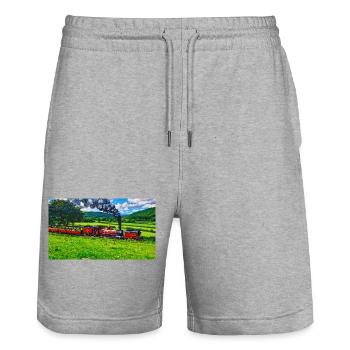 Tal von Rheidol - Stanley/Stella Unisex Bio Joggingshorts Trainer  - Grau meliert - Vorne - Nik (191cm) & Marisol (170cm)
