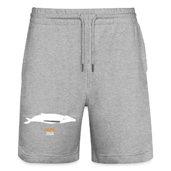 Minimalist Whale HOPE 2026 | Wal Meer Design - Stanley/Stella Unisex Bio Joggingshorts Trainer  - Grau meliert - Vorne - Nik (191cm) & Marisol (170cm)