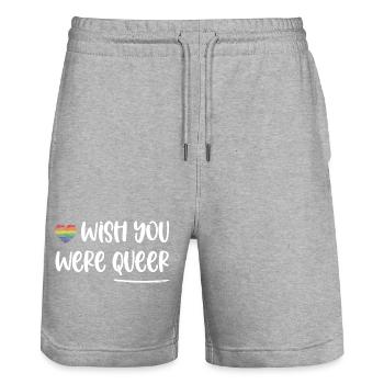 LGBT-Pride-Monat – Ich wünschte, du wärst queer - Stanley/Stella Unisex Bio Joggingshorts Trainer  - Grau meliert - Vorne - Nik (191cm) & Marisol (170cm)