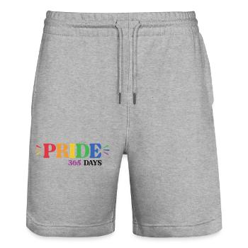 LGBT-Pride-Monat – Pride 365 Tage - Stanley/Stella Unisex Bio Joggingshorts Trainer  - Grau meliert - Vorne - Nik (191cm) & Marisol (170cm)