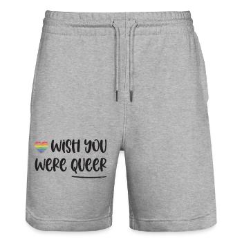 LGBT-Pride-Monat – Ich wünschte, du wärst queer - Stanley/Stella Unisex Bio Joggingshorts Trainer  - Grau meliert - Vorne - Nik (191cm) & Marisol (170cm)