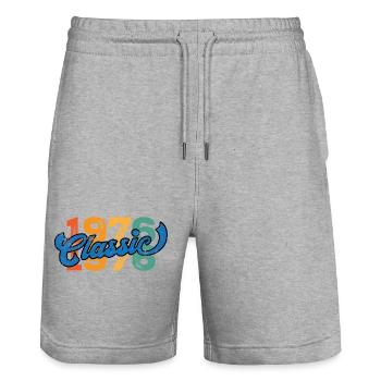 Vintage 1976 - Stanley/Stella Trainer Unisex Organic Jogging Shorts - heather grey - Front - Nik (191cm) & Marisol (170cm)