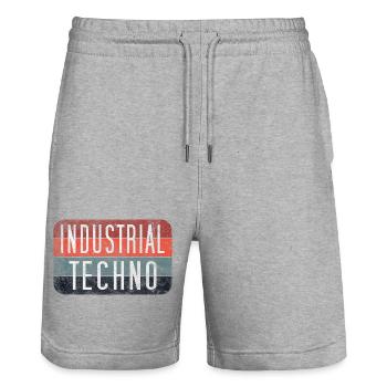 Industrial Techno Retro Gradient - Stanley/Stella Trainer Unisex Organic Jogging Shorts - heather grey - Front - Nik (191cm) & Marisol (170cm)