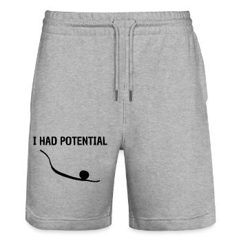 Ich hatte Potenzial für unkonventionellen grafischen Humor - Stanley/Stella Unisex Bio Joggingshorts Trainer  - Grau meliert - Vorne - Nik (191cm) & Marisol (170cm)