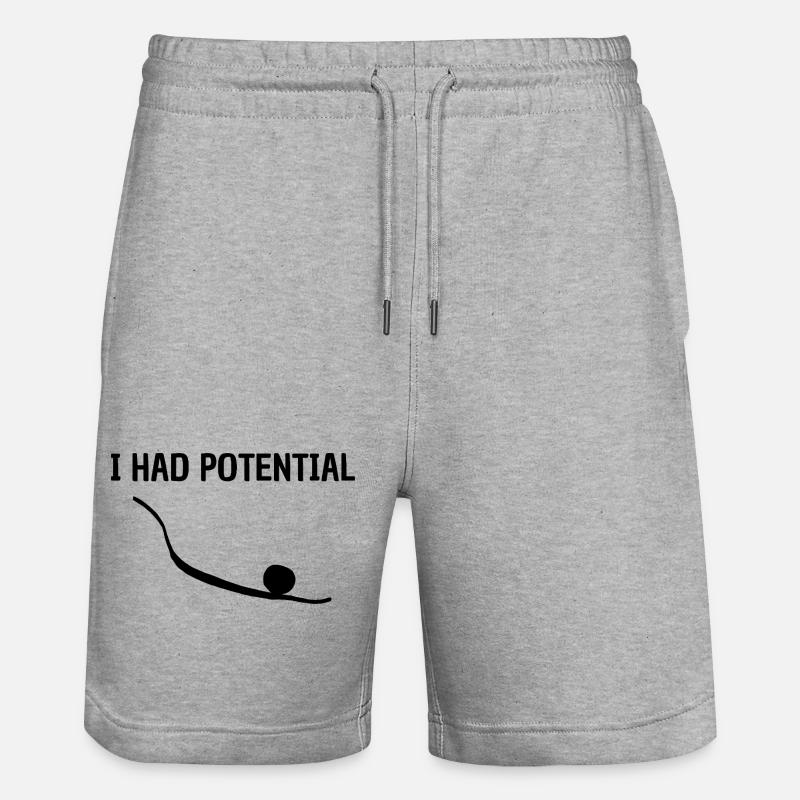 I Had Potential Humour Graphique Décalé - Short de jogging bio TRAINER Stanley/Stella unisexe - gris chiné