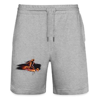 Football Player Energy Sport Design - Short de jogging bio TRAINER Stanley/Stella unisexe - gris chiné - Devant - Nik (191cm) & Marisol (170cm)