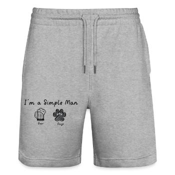 I am a simple Man - Stanley/Stella Unisex Bio Joggingshorts Trainer  - Grau meliert - Vorne - Nik (191cm) & Marisol (170cm)