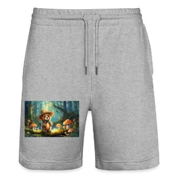 Teddy im Märchenwald  - Stanley/Stella Unisex Bio Joggingshorts Trainer  - Grau meliert - Vorne - Nik (191cm) & Marisol (170cm)