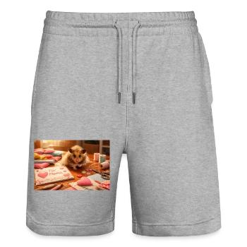 Chico 11: Muttertag 2026 - Stanley/Stella Unisex Bio Joggingshorts Trainer  - Grau meliert - Vorne - Nik (191cm) & Marisol (170cm)