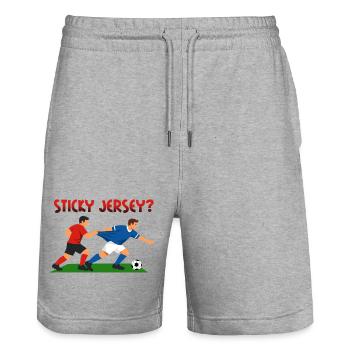 Sticky jersey, foul in football - Stanley/Stella Trainer Unisex Organic Jogging Shorts - heather grey - Front - Nik (191cm) & Marisol (170cm)