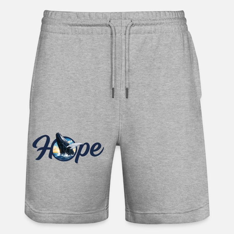 Hope ! Whale - Unforgotten - Stanley/Stella Trainer Unisex Organic Jogging Shorts - heather grey