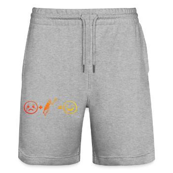 Gift idea for a tennis with tennis - Stanley/Stella Trainer Unisex Organic Jogging Shorts - heather grey - Front - Nik (191cm) & Marisol (170cm)