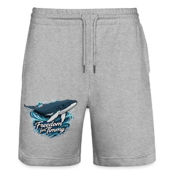 Freedom for Timmy – Wal und Wellen - Stanley/Stella Unisex Bio Joggingshorts Trainer  - Grau meliert - Vorne - Nik (191cm) & Marisol (170cm)