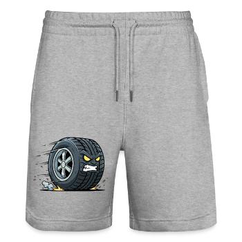 Rasender Reifen mit wütendem Blick - Stanley/Stella Unisex Bio Joggingshorts Trainer  - Grau meliert - Vorne - Nik (191cm) & Marisol (170cm)