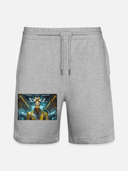 Giraffe hero in space suit - Stanley/Stella Trainer Unisex Organic Jogging Shorts - heather grey