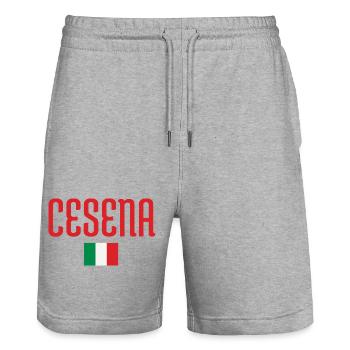 Cesena Italy Flag - Stanley/Stella Trainer Unisex Organic Jogging Shorts - heather grey - Front - Nik (191cm) & Marisol (170cm)