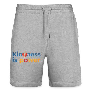 La gentillesse est le pouvoir. Cœur coloré et éclair de design - Short de jogging bio TRAINER Stanley/Stella unisexe - gris chiné - Devant - Nik (191cm) & Marisol (170cm)