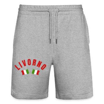 Livorno Italian Flags Crest  - Stanley/Stella Trainer Unisex Organic Jogging Shorts - heather grey - Front - Nik (191cm) & Marisol (170cm)