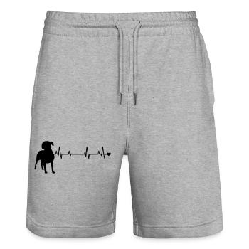 Chien - Short de jogging bio TRAINER Stanley/Stella unisexe - gris chiné - Devant - Nik (191cm) & Marisol (170cm)