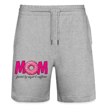 Maman alimentée par le sucre et la caféine - Short de jogging bio TRAINER Stanley/Stella unisexe - gris chiné - Devant - Nik (191cm) & Marisol (170cm)