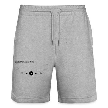 Mama Geschenk Personalisiert Foto Muttertag - Stanley/Stella Unisex Bio Joggingshorts Trainer  - Grau meliert - Vorne - Nik (191cm) & Marisol (170cm)