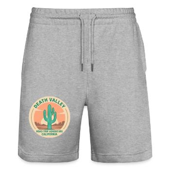 Death Valley Road Trip Adventure California - Stanley/Stella Trainer Unisex Organic Jogging Shorts - heather grey - Front - Nik (191cm) & Marisol (170cm)