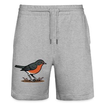 Wild Nature Garden Robin Illustration - Stanley/Stella Trainer Unisex Organic Jogging Shorts - heather grey - Front - Nik (191cm) & Marisol (170cm)