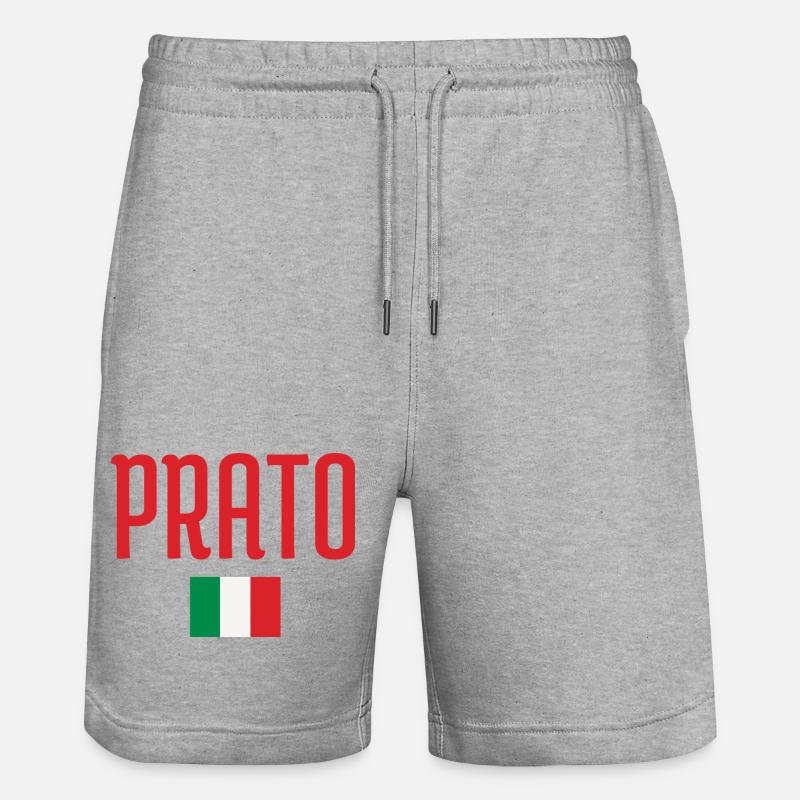 Prato Italy Bold Script - Stanley/Stella Trainer Unisex Organic Jogging Shorts - heather grey