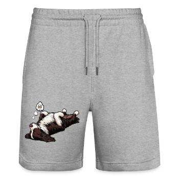 Münsterländer Münsterländerbesitzer Münsterhund - Stanley/Stella Unisex Bio Joggingshorts Trainer  - Grau meliert - Vorne - Nik (191cm) & Marisol (170cm)