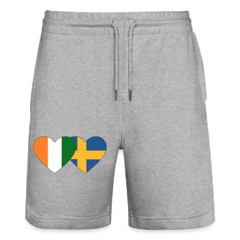 Cœur du drapeau de la Suède de la Côte d’Ivoire - Short de jogging bio TRAINER Stanley/Stella unisexe - gris chiné - Devant - Nik (191cm) & Marisol (170cm)