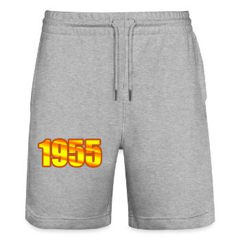1955 - Short de jogging bio TRAINER Stanley/Stella unisexe - gris chiné - Devant - Nik (191cm) & Marisol (170cm)
