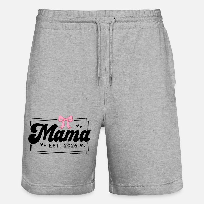 mama est 2026 - Stanley/Stella Unisex Bio Joggingshorts Trainer - Grau meliert