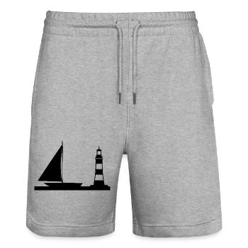 Segeln - Stanley/Stella Unisex Bio Joggingshorts Trainer  - Grau meliert - Vorne - Nik (191cm) & Marisol (170cm)
