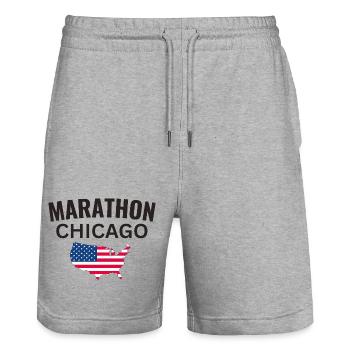 Marathon Chicago - Short de jogging bio TRAINER Stanley/Stella unisexe - gris chiné - Devant - Nik (191cm) & Marisol (170cm)