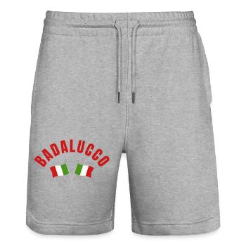Badalucco Italian Flags Crest - Stanley/Stella Trainer Unisex Organic Jogging Shorts - heather grey - Front - Nik (191cm) & Marisol (170cm)