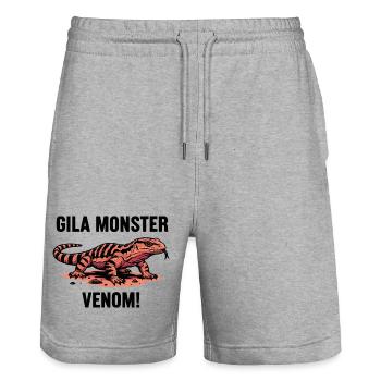 Monstre de Gila Venin Lézard Danger Desert Noir - Short de jogging bio TRAINER Stanley/Stella unisexe - gris chiné - Devant - Nik (191cm) & Marisol (170cm)