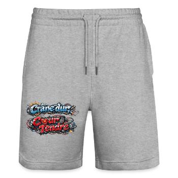 CyberMecanik - Crâne dur Coeur tendre - Short de jogging bio TRAINER Stanley/Stella unisexe - gris chiné - Devant - Nik (191cm) & Marisol (170cm)