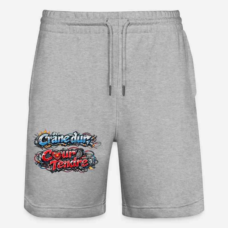 CyberMecanik - Crâne dur Coeur tendre - Short de jogging bio TRAINER Stanley/Stella unisexe - gris chiné