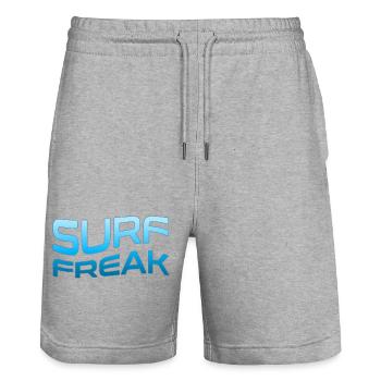 Surf Freak Blue Wave Style - Stanley/Stella Trainer Unisex Organic Jogging Shorts - heather grey - Front - Nik (191cm) & Marisol (170cm)