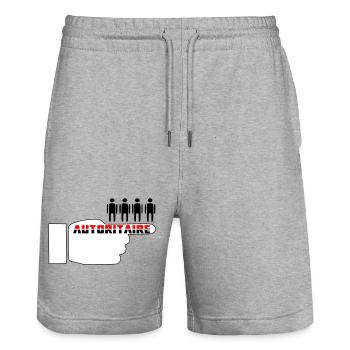 Poing Autoritaire  - Short de jogging bio TRAINER Stanley/Stella unisexe - gris chiné - Devant - Nik (191cm) & Marisol (170cm)