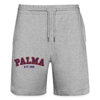 Palma Fondée en 1986 - Short de jogging bio TRAINER Stanley/Stella unisexe - gris chiné - Devant - Nik (191cm) & Marisol (170cm)