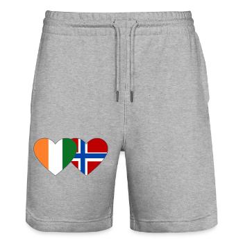 Cœur du drapeau de la Côte d’Ivoire et de la Norvège - Short de jogging bio TRAINER Stanley/Stella unisexe - gris chiné - Devant - Nik (191cm) & Marisol (170cm)